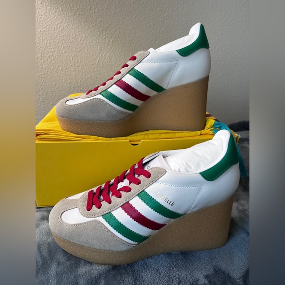 BRAND NEW Gucci X Adidas White Suede/Leather Gazelle Wedge Sneaker Size 41+ 11.5 - Picture 5 of 10